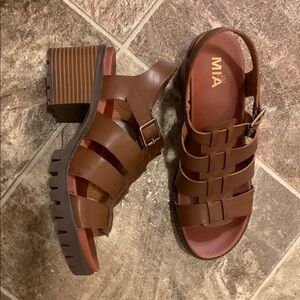 MIA Brown Leather Sandals